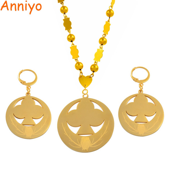 wholesale Marshall Pendant Beads Necklaces Earrings Jewelry sets Gold Color Flower Ball Chains Micronesia Chuuk Gifts Women #066721