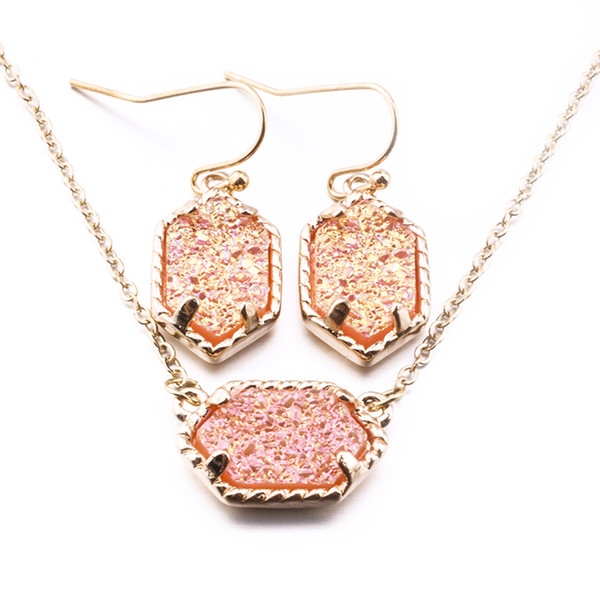 15 Golden Styles Jewelry Sets Druzy Drusy Earrings Necklace Kendra Scott Necklaces Message Mixed Colors Geometric Sets Jewelry