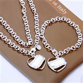 Wholesale - - Retail lowest price Christmas gift 925 silver Oval Necklace+Bracelet set S83