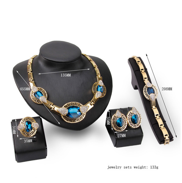 New Explosion Models Fashion Necklace Earrings Jewelry Set European And American Wedding Clothing Four-piece For Female