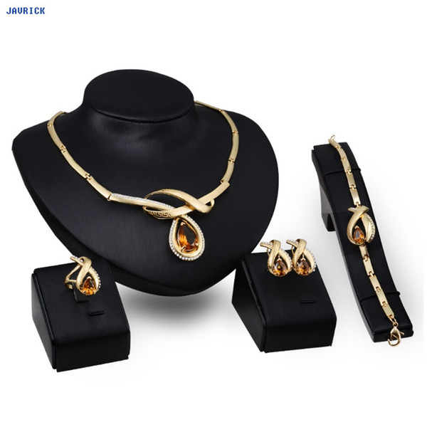 JAVRICK Women Jewelry Set Waterdrop Necklace Ring Bracelet Earrings Party Dress