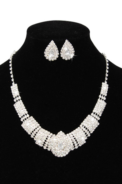 Luxury Rhinestone Bridal Accessories Wedding Jewelry Sets Necklace Earrings Accessories Two Pieces Cheap Fashion Style Hot CPA797