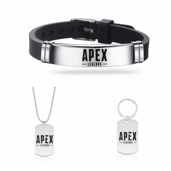 Apex Legends Keychain Necklace Bracelet Stainless Steel Keyrings Adjustable Wristband Game Fans Souvenirs Keyrings Jewelry Wholesale