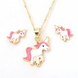 Cute Unicorn Pendant Jewelry Sets Kawaii Women Girls Lucky Decoration Earrings Necklaces Christmas Cartoon Jewelry Set Gift LJJT274