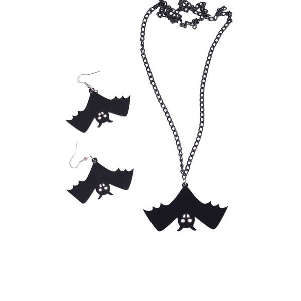 Black Bat Pendant Creative Heart PENDANT NECKLACE Shaped Pendant Necklace Earrings Jewelry Special Gift Free Shipping