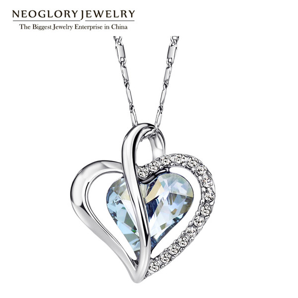 2017 Neoglory Austria Crystal Rhinestone Love Heart Pendant Necklaces for Women Designer Fashion Jewelry 2017 JS4 He1 He-b