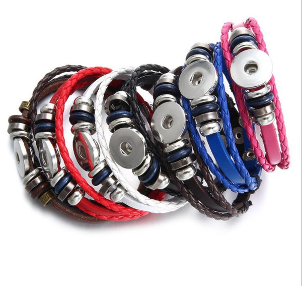 Noosa Multi layer braided Leather bracelets 18MM Chunks Interchangeable Ginger Snap Button Charms bangle For women men s Fashion Jewelry