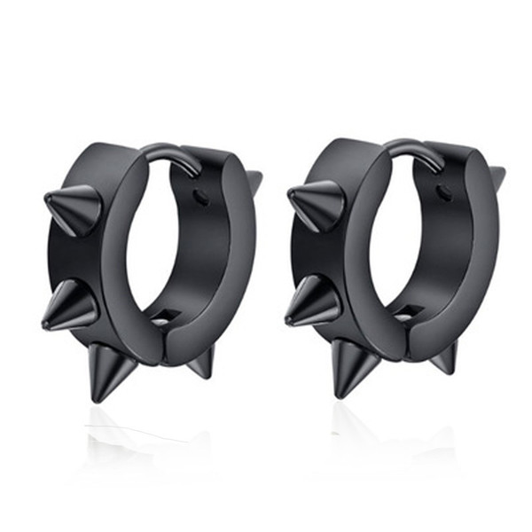 Men Women Stainless Steel Hoop Spike Circle Huggie Studs Earrings Punk Cool 10.3