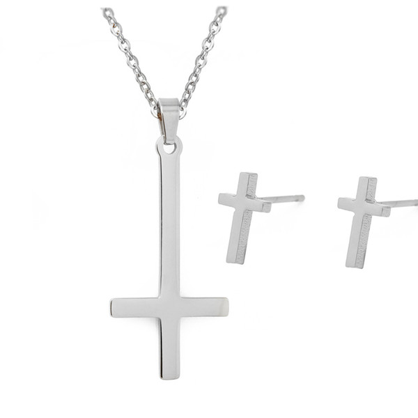 New Jewelry Sets Stainless Steel Cross Pendant Necklace For Women Chain Necklaces Bijoux Gift