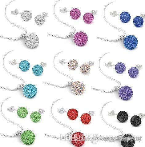 10Pcs/lot 10mm crystal best clay hotsale disco bead Rhinestone crystal Set necklace studs earrings drop jewelry set e2425 p34