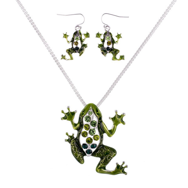 MS1504512 Fashion Jewelry Sets High Quality Necklace Sets For Women Jewelry Green Crystal Unique Frog Design