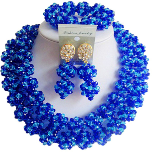 Characteristic Royal Blue Blue African Women Party and Festival Evening Crystal Jewelry Sets 2C-SJHQ-23