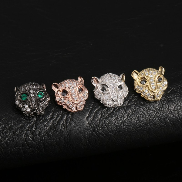 DIY Handmade Accessories Factory Wholesale Fashion Luxury Zircon Gold Silver Plated Copper Leopard Head Metals Jewelry Findings LP012