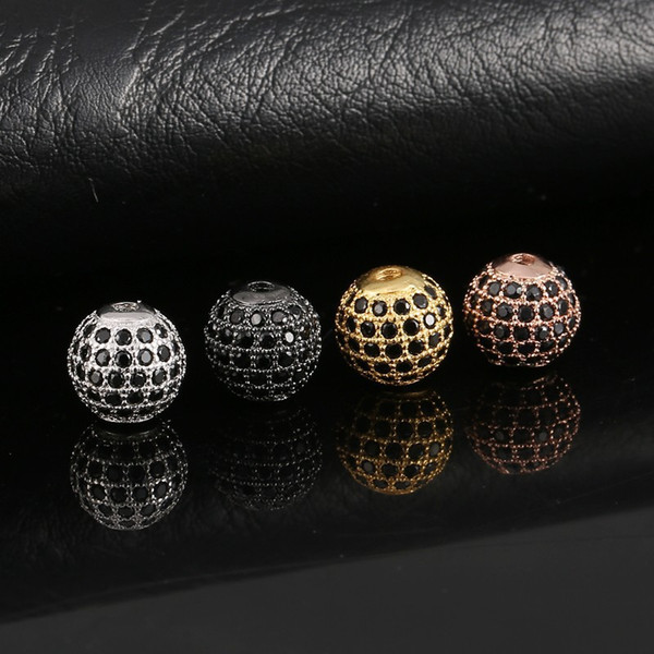 Loose Beads Jewelry Findings Components New Fashion DIY Full Zircon 10mm Gold Silver Plated Alloy Ball Beads Wholesale LP007