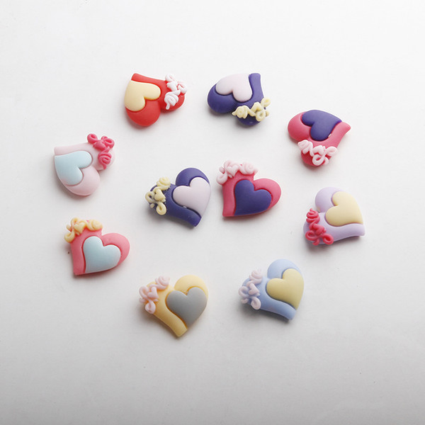 Hot Sale Resin Flat back Love Heart Patch Jewelry DIY Making Jewelry Fittings Multi Matte Color Phone Decor Headwear Accessories