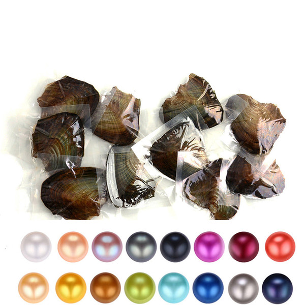 2018 AAA 6-8mm Freshwater akoya oyster with Single pearls Mixed 25 colors Top quality Circle natural pearl in Vacuum Package For Jewelry Gif