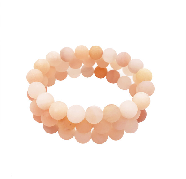 10mm Matte Peach Aventurine Bracelet,Gemstone Bracelet,Aventurine Round Beads,Elastic Bracelet,Good Luck Bracelet