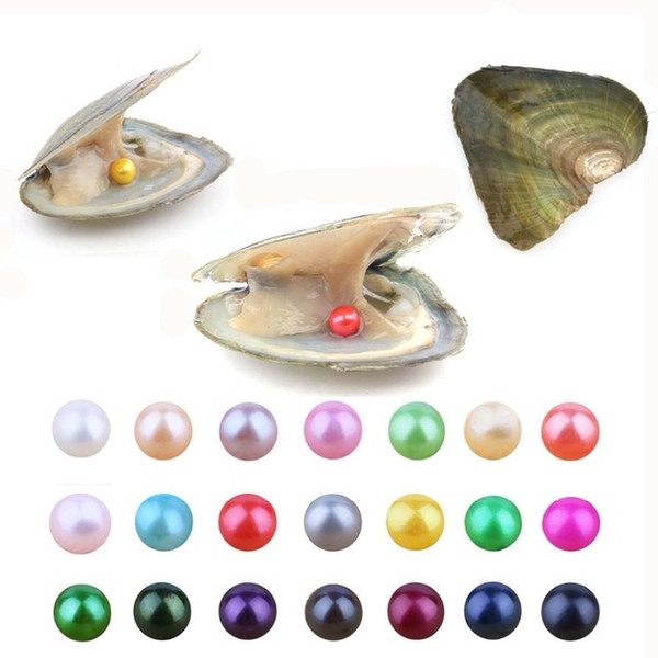 2018 new Akoya High quality cheap love freshwater shell pearl oyster 6-7mm red gray light blue pearl oyster with vacuum packaging A-1008