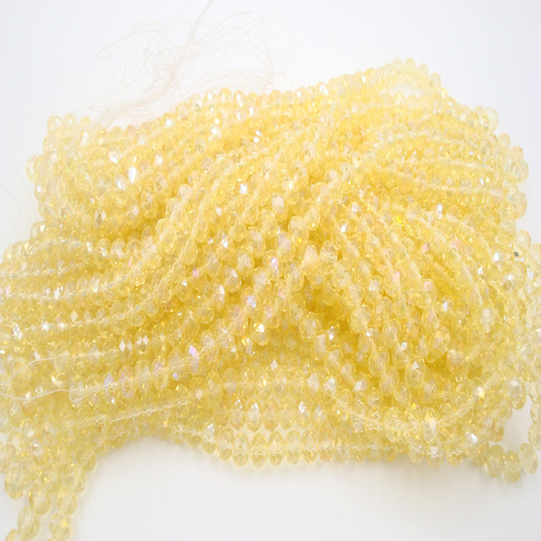 4MM 6MM 8MM Light Yellow Glass Crystal Faceted Spacer Loose Beads For DIY Jewelry Making Charming Accessory