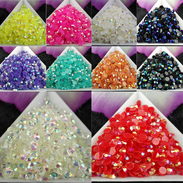 5000pcs/bag SS16 4mm 10 Color Jelly AB Resin Crystal Rhinestones FlatBack Super Glitter Nail Art Strass Wedding Decoration Beads Non HotFix