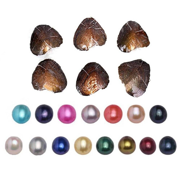 Freshwater NATURAL Cultured Pearl Oyster, 6-8mm Large Oval Shape, 10 Different Colors Jewelry Pouch Kit For Birthday Pearl Party