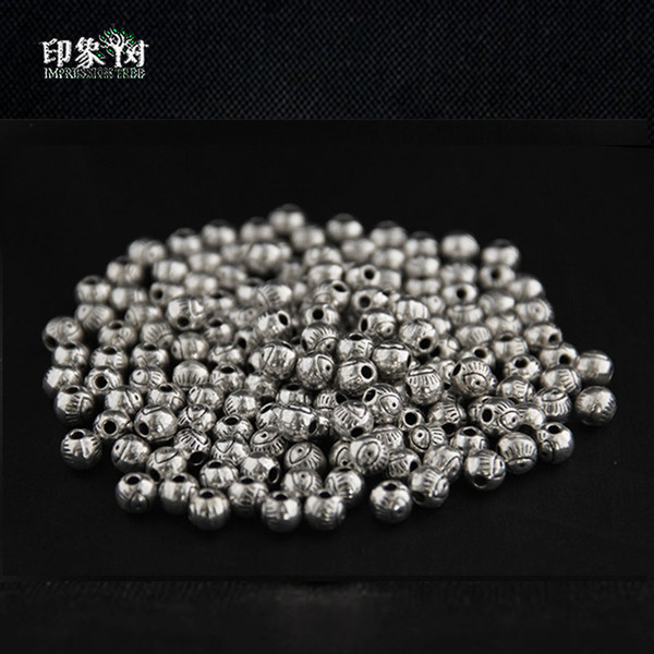 6mm non-fading ancient silver carved evil eye round zinc alloy metal beads for DIY jewelry making supplies 753