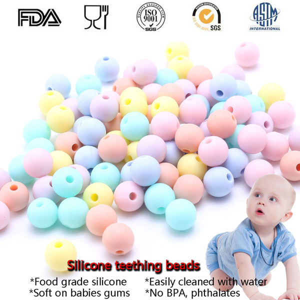 Wholesale 15MM 50PCS Random Candy Color BPA Free DIY Round Silicone Chew Beads Safety Teething Teether Beads Baby Necklace&Bracelet Made