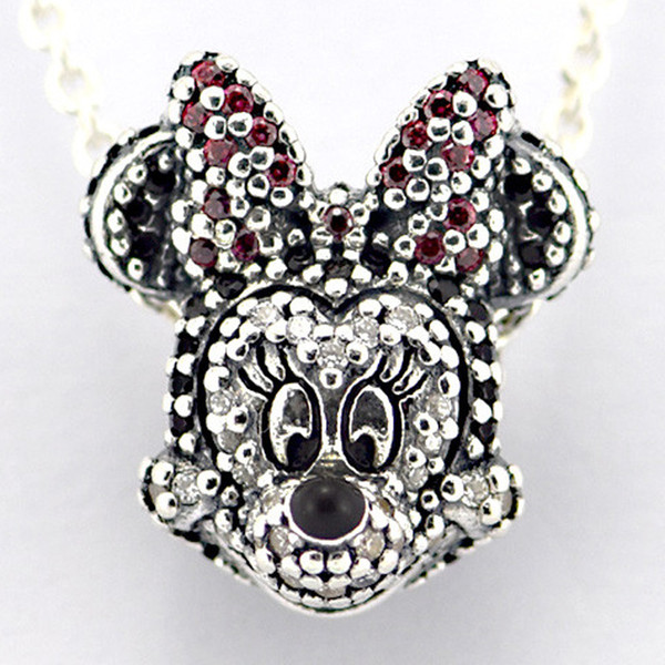 NEW 925 Sterling Silver Mickey's Sparkling Portrait Charm Bead with Cz Fits European Pandora Jewelry Bracelets Necklaces & PendantsNEW 925 S