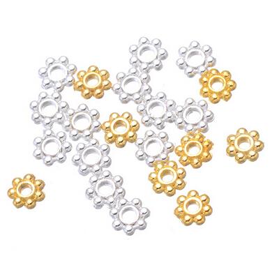 wholesale 5000 x 4mm Silver & gold Plated Daisy Spacer Beads Jewellery metal beads free shipping