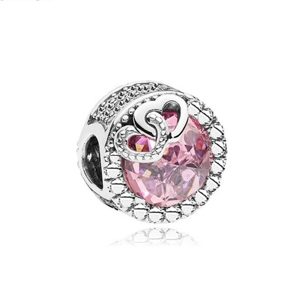 Love Hearts Big Hole Alloy Rhinestone Beads Crystal Loose Beads DIY European Charm Bracelet Jewelry Lover gift