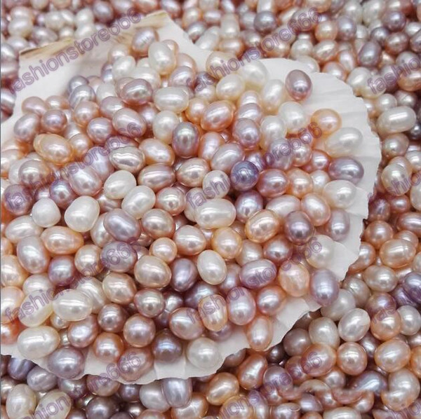 2017 High Quality 6-7MM Oval Pearls Seed Beads 3colors White Pink Purple Loose Freshwater Pearls For Jewelry Making Supplies Cheap Jewelry