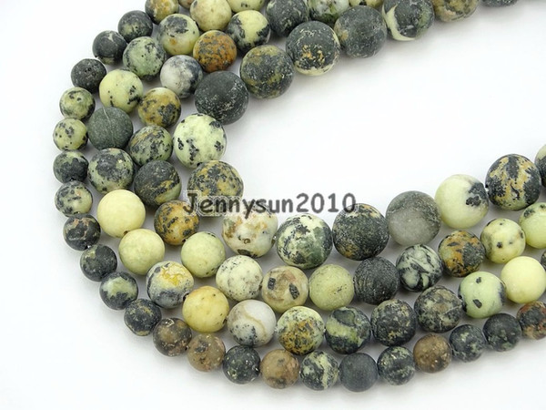 Natural Matte Yellow Tur-quoise Gems Stone Round Beads 15'' 4mm 6mm 8mm 10mm 12mm for Jewelry Making Crafts 5 Strands/Pack