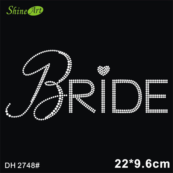 Free shipping Bride Bridal Wedding Marriage Rhinestone Transfer Iron on Motif Hot Fix Bling Applique - DIY DH 2748#