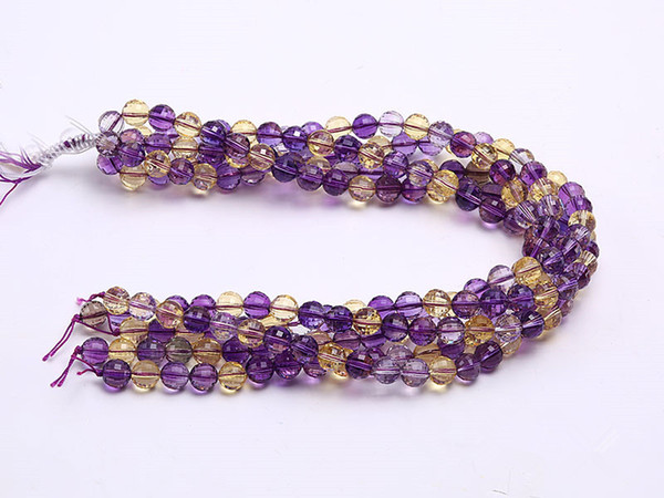 Wholesale 10mm Round Translucent Faceted Ametrine Beads String