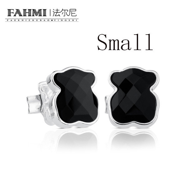 copy of FAHMI 100% 925 Sterling Silver Elegant Free Black Agate Earrings Sweet Temperament Earrings 815433500 Original Women