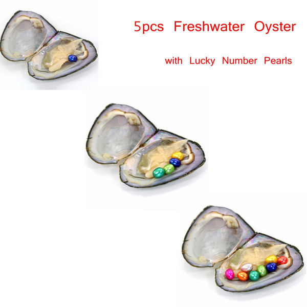 Wholesale Love Wish Akoya Oyster with Signle Twins Triplets Quadruplets Quintiles Pearls Inside Natural Oval 7-8mm 25colors random 20PCS/lot