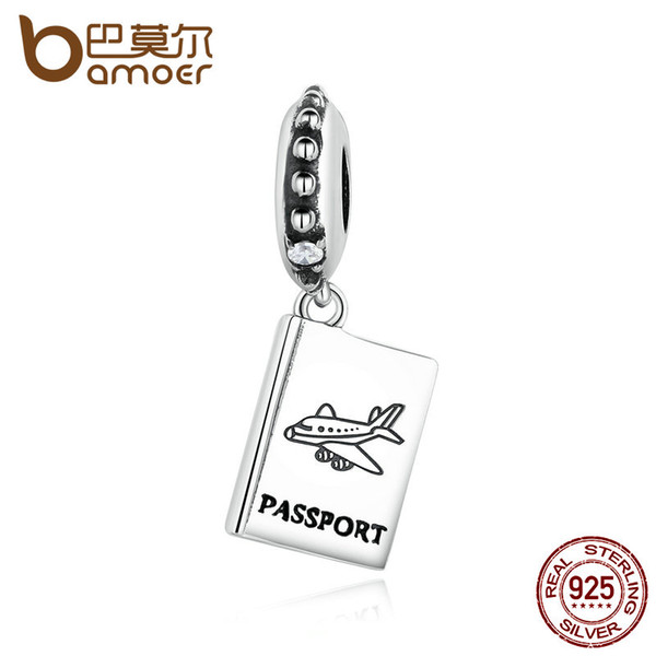 Wholesale Pandora 925 Sterling Silver PASSPORT Airplane Charm Fit Bracelet Travel Beads & Jewelry Making