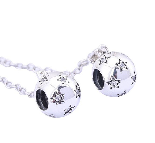 925 Sterling Silver Safety Chain Charm Star Threaded Bead For Pandora European Bracelets Designer Jewelry