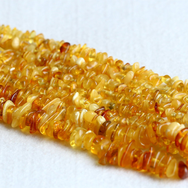 Wholesale Natural Russia Clear Yellow Amber Nugget Chip Loose Beads Free Form 3x8mm 15.5