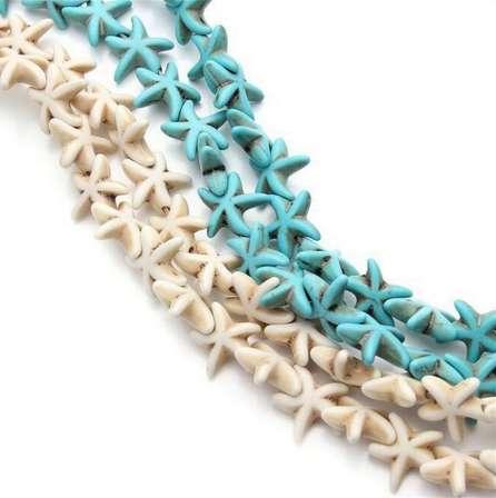 38pcs/Strand 13*13mm Natural Howlite Starfish Stone Beads Loose Spacer Beads fit DIY Charm Bracelet Necklace Jewelry Making Z421