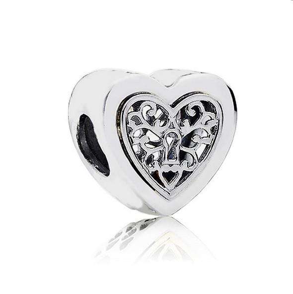 30pcs European Silver Plated Big Hole Charms Loose Beads Fit Pandora Bracelets 925 Jewelry Heart Shape for Sale Girls Mom Jewelry Making DIY