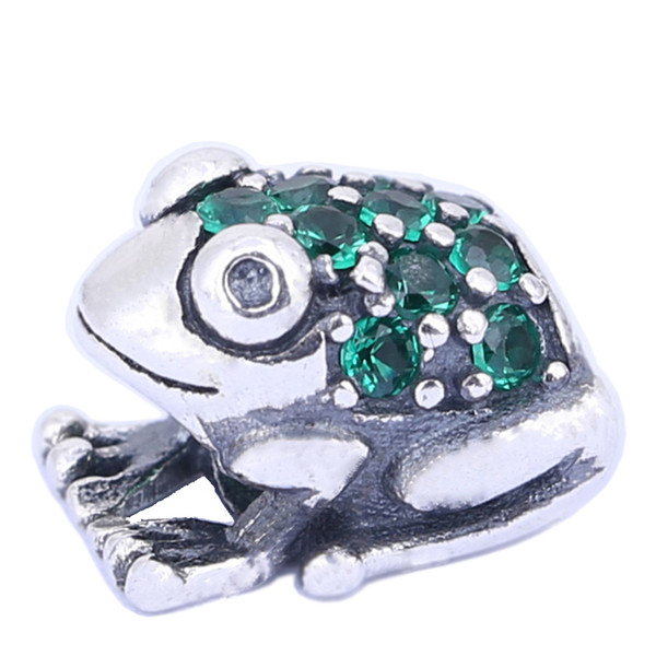 100% 925 Sterling Silver Charms 925 ALE Rhinestone Frog European Beads for Pandora Bracelets Animal Silver DIY Charms