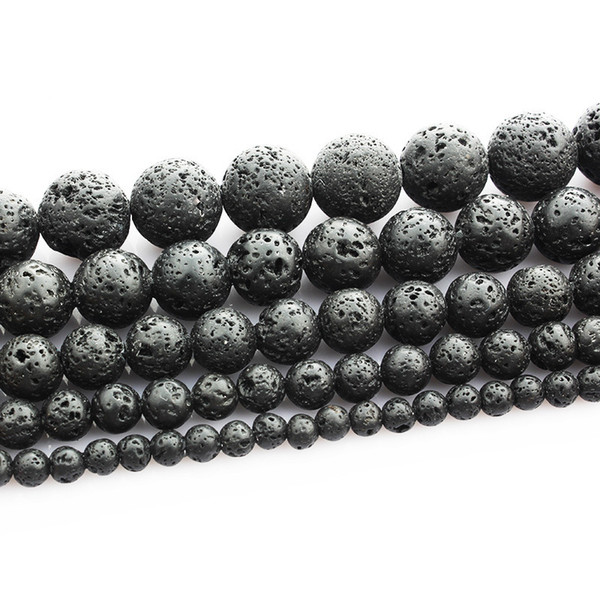 Black Lava Volcanics Round Stone Loose Beads 16