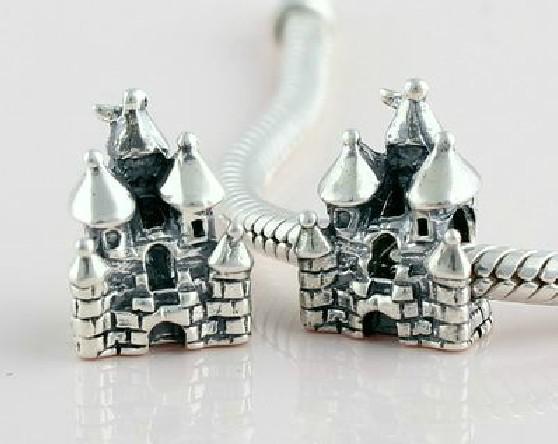 Authenic Sterling Silver Castle Charm Beads For Panodra Style bracelet Jewelry New Design 925 Silver Loose Bead