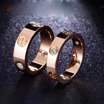 Good quality titanium steel silver rose gold love ring gold ring for lovers couple ring Wedding Rings