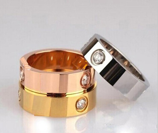 titanium steel silver rose gold love ring gold ring for lovers couple ring with original bag