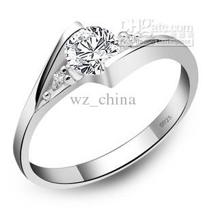 925 Sterling Silver Rings New High Qulity White Gold Plated 1CT Swiss Diamond Rings For Women Luxury Wedding Jewelry Free shipping