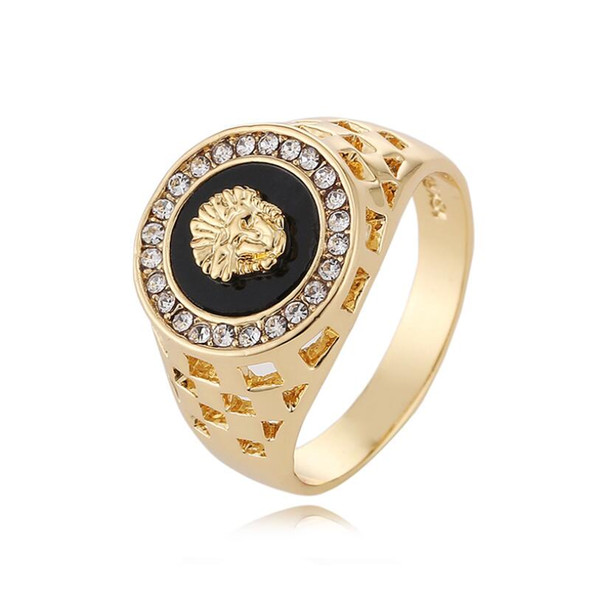 Men's Gothic Lion Ring Punk Vintage Antique Mens Luxury Jewelry Skeleton Bike Gold plated Ring for Men