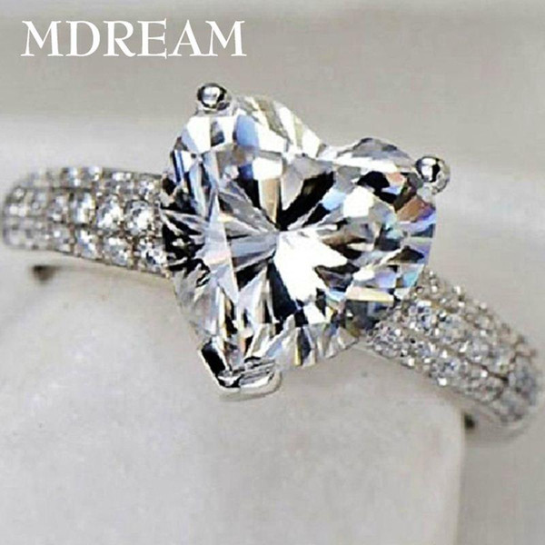 30% silver ring and Platinum filled with 3 CZ Diamond for women wedding fashion heart style rings jewelry 7 8 9 10 LSR048