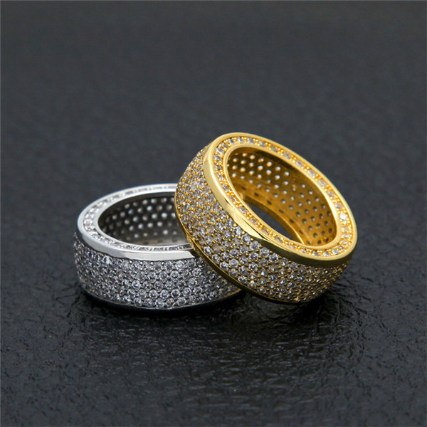 Hiphop Rapper Ring For Men 2018 New Fashion Hip Hop Gold Silver Ring Bling Cubic Zirconia Mens Ice Out Jewelry